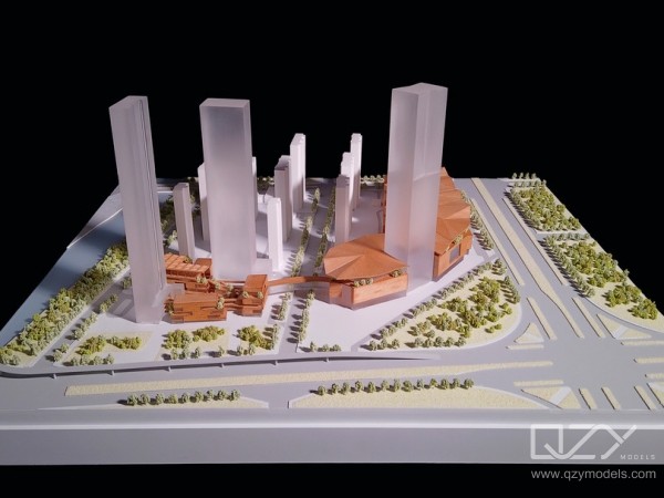 Conceptual Design Architectual Model - Commercial Copmlex | complex urban model Acrylic transparent model - QZY Modlel Maker