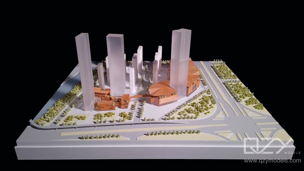 complex urban model Acrylic transparent model - QZY Modlel Maker