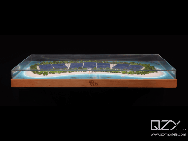 Detailed architectural scale model of mixed-use development on display in bright municipal planning office with officials reviewing documents in background, illustrating planning approval context