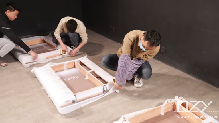 Picture2 Modular sections of an architectural model carefully prepared and packed for safe shipment and international transport