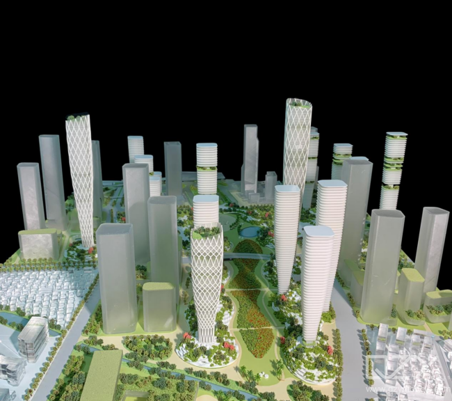 High-end model in sales gallery luxury architectural model real estate showroom display