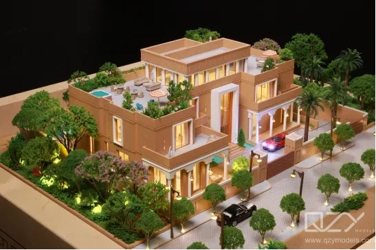 Detailed Luxury Villa Model finished architectural model real estate presentation high detail scale model