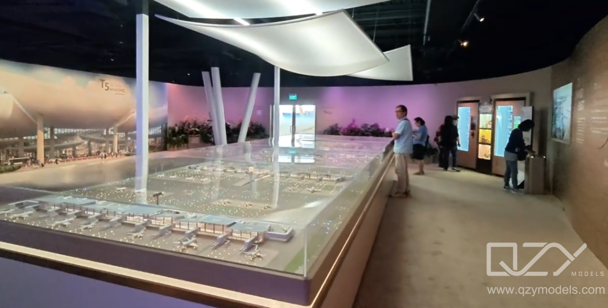 Airport terminal scale model displayed after project completion Airport terminal scale model displayed after project completion