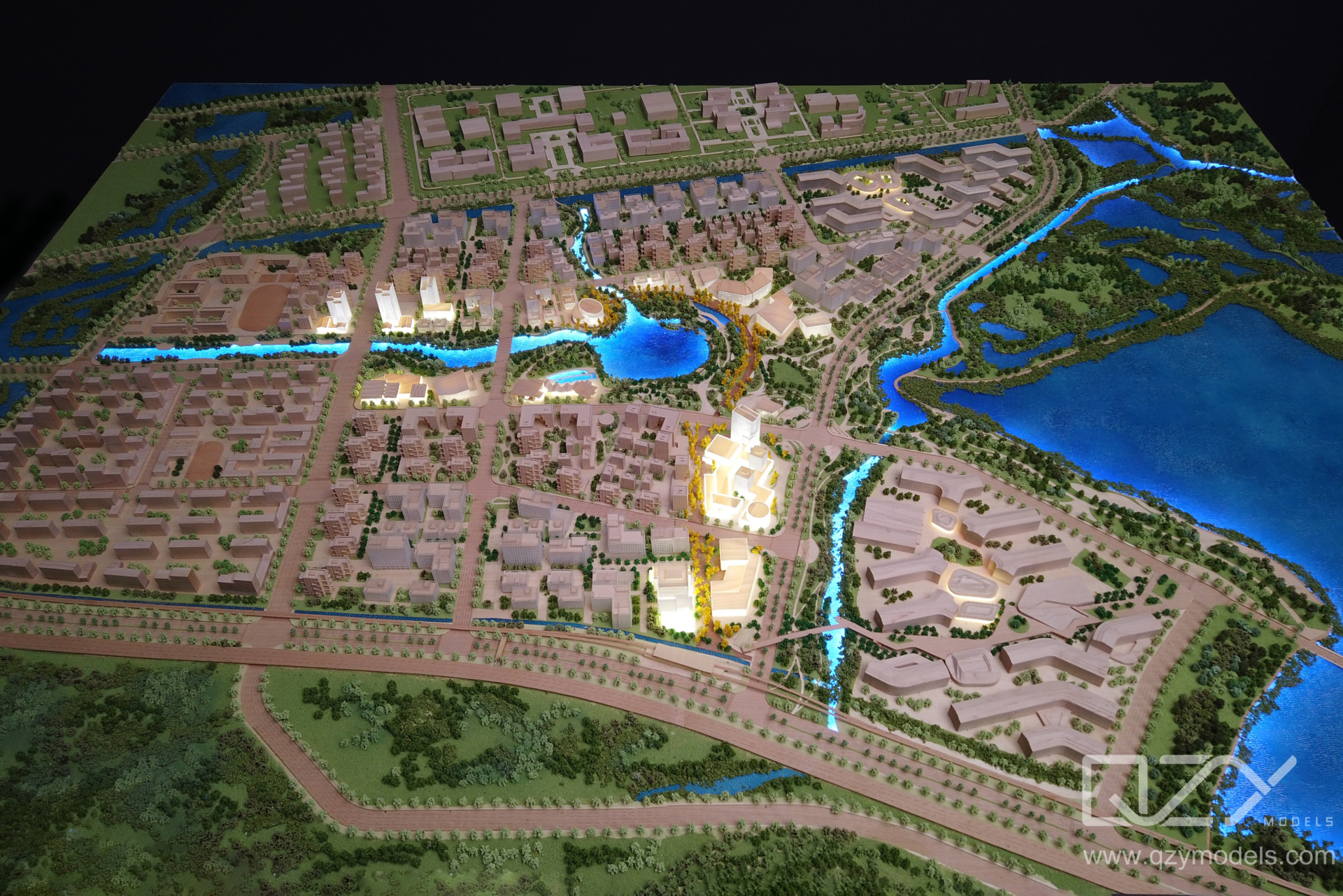 Planning Model A detailed architectural scale model presented as evidence at a planning inquiry, showing the proposed development within its surrounding urban context.