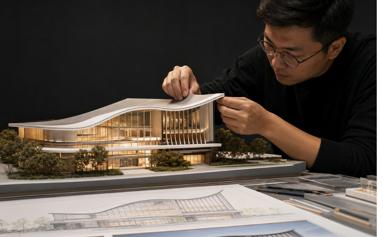 QZY Models specialist capturing original design details in a custom architectural model